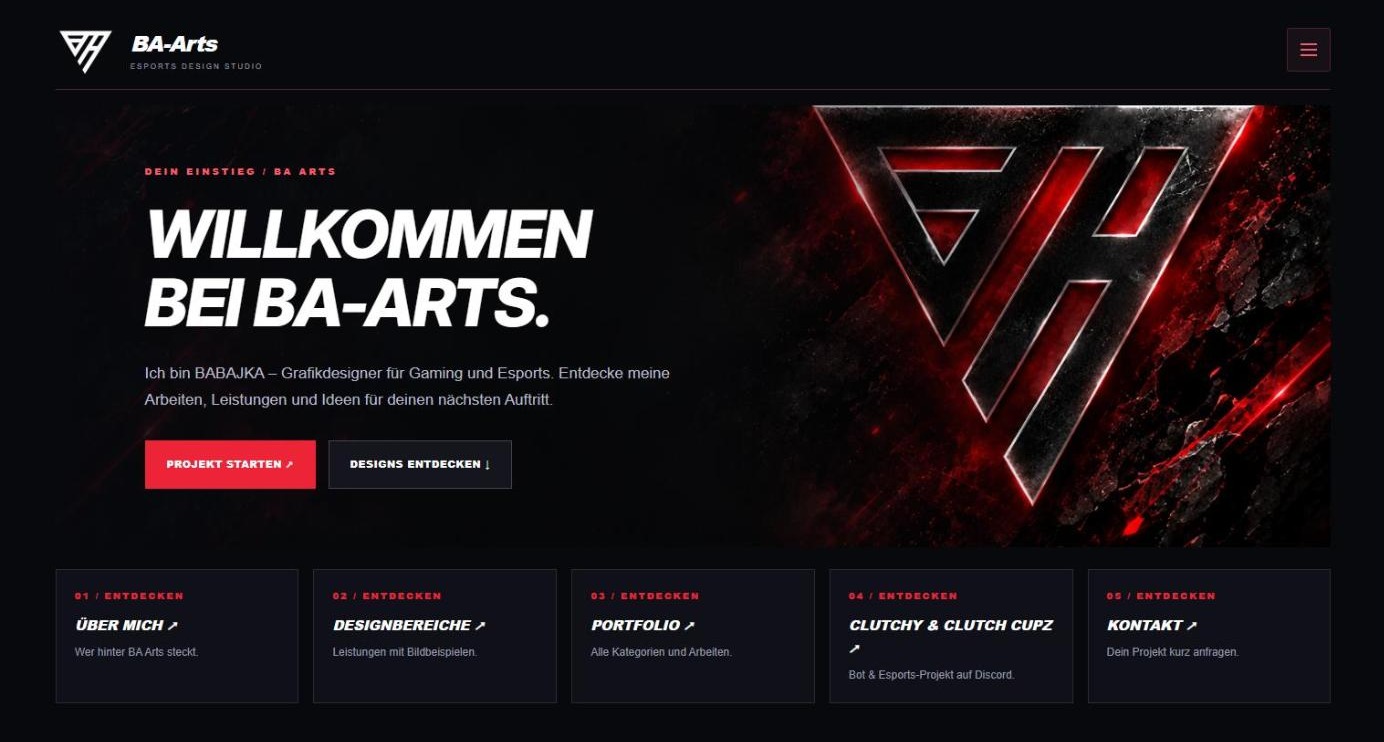 Startseite der BA-Arts Website
